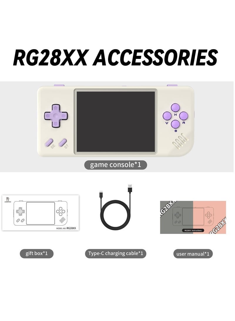 RG28XX Handheld Game Console 2.83 inch 640*480 IPS Screen Linux System 3100mAh Video Retro Player Support HDMI Output TV 2.4G Wireless/Wired Controller Supports Music Video Player (White)