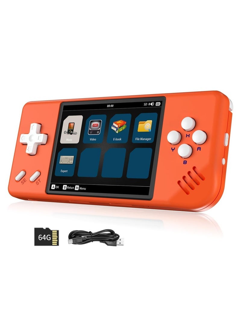 RG28XX Handheld Game Console 2.83 inch 640*480 IPS Screen Linux System 3100mAh Video Retro Player Support HDMI Output TV 2.4G Wireless/Wired Controller Supports Music Video Player (Orange)