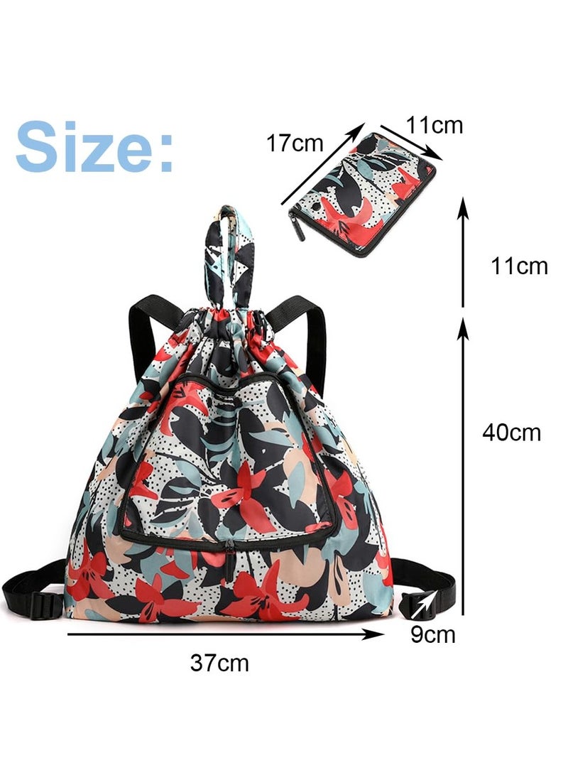 Waterproof Drawstring Bags, Foldable Gym Bags, Drawstring Travel Sports, Backpacks Casual Lightweight Outdoor Backpack, for Gym Shopping Hiking Sport Yog, for Men Women Girls Students