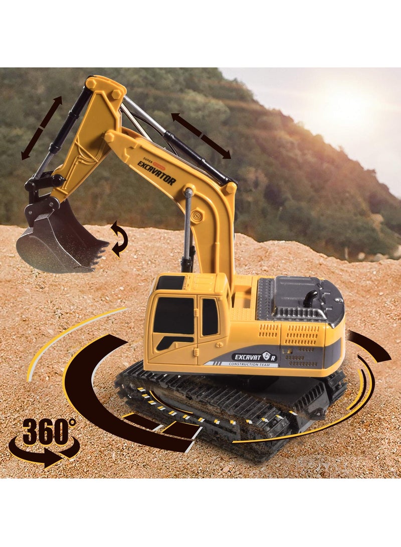 Remote Control Construction Excavator Toy Kids Toy Engineering Digger Truck Remote Control Rechargable Hydraulic Car RC Charging 1:24 With 6 Channel Educational Toys for Kids and Children for 3+
