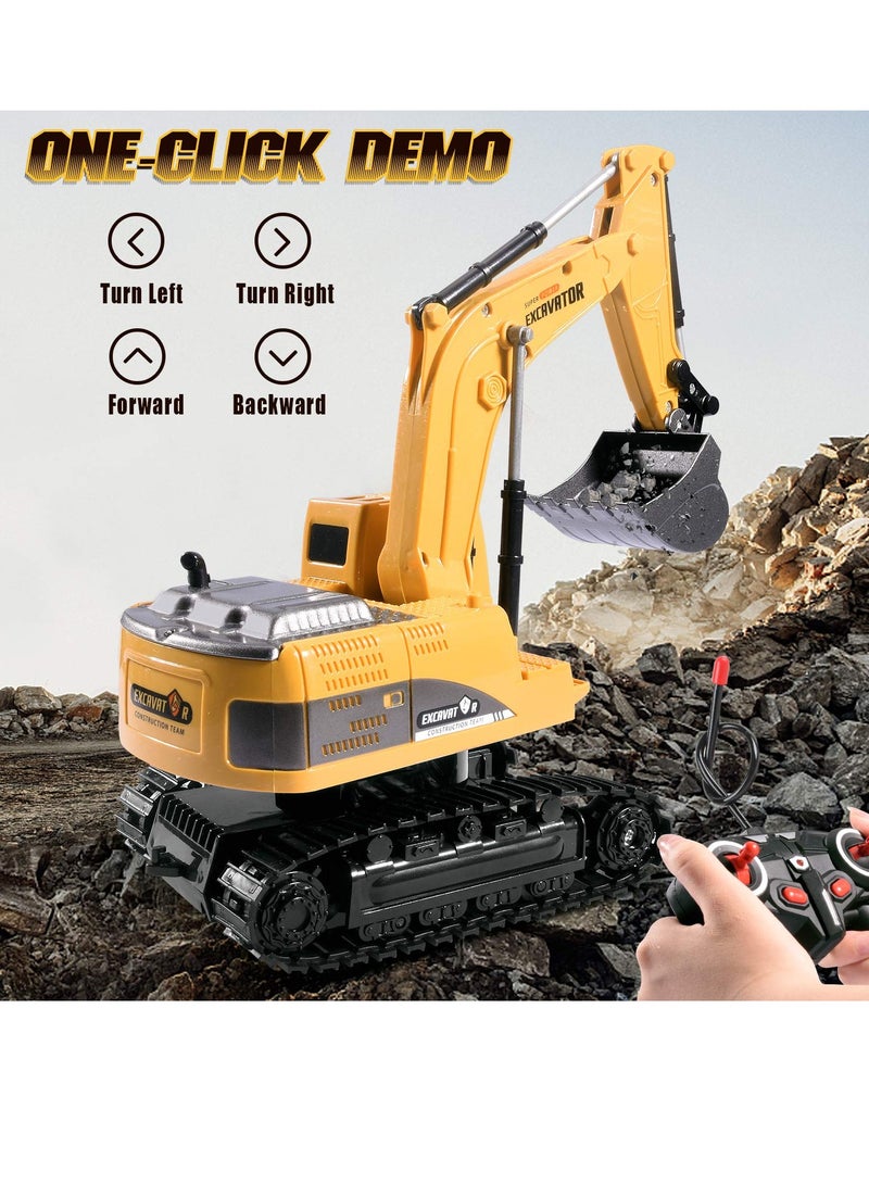 Remote Control Construction Excavator Toy Kids Toy Engineering Digger Truck Remote Control Rechargable Hydraulic Car RC Charging 1:24 With 6 Channel Educational Toys for Kids and Children for 3+