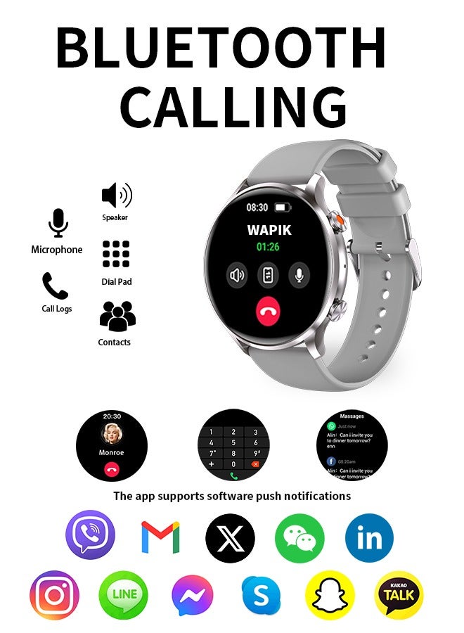 Korean Brand Smart Watch Y5，Business Smartwatch, Waterproof Fitness Watch, Bluetooth Calling, Compatible with Android and iOS,Smartwatch For Men, Zinc Alloy Vacuum Plating, Heart Rate Monitoring