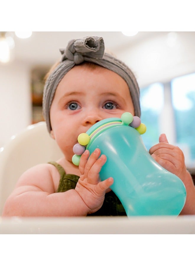 Snap And Go Pods Baby Food Storage Container (4 oz, 8 pcs), Abacus Straw Sippy Cup (Turquoise, 340 ml), Silicone Caterpillar Spoon And Fork Set, Silicone Pop-It Ice Pack (Turquoise)