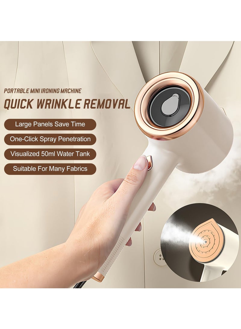 Portable Mini Ironing Machine, Travel Mini Steam Iron, Handheld Garment Steamer with Fast Preheating for Steam Dry Ironing, Ideal for Home and Travel