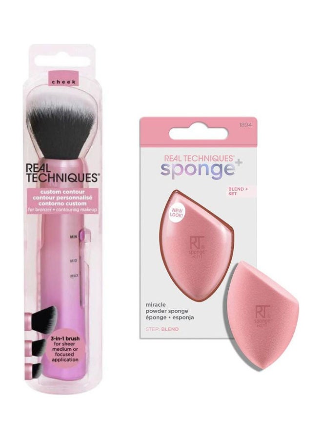 Miracle Powder Sponge,For Setting Powder And Custom Contour 3-In-1 Makeup Brush Set of 1897, 1894