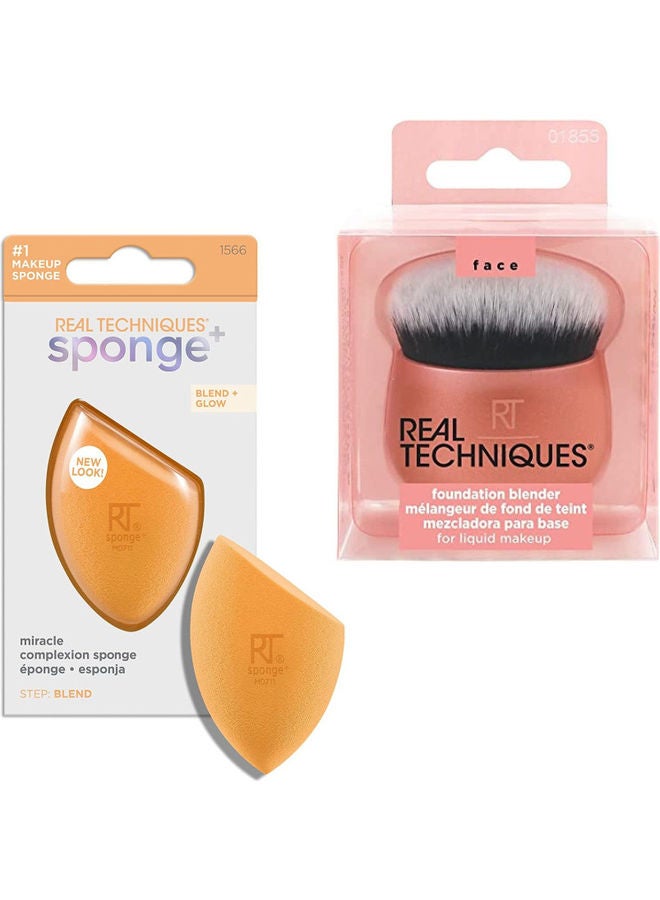 1855 Makeup Blender Brush And Miracle Complexion Sponge, Beauty Sponge For Makeup Blending Set of 1566, 1855