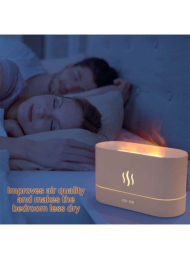 Flame Humidifier Silent Essential Oil Diffuser With Flame Night Light With Timer And Auto-Off White 171x75x101mm