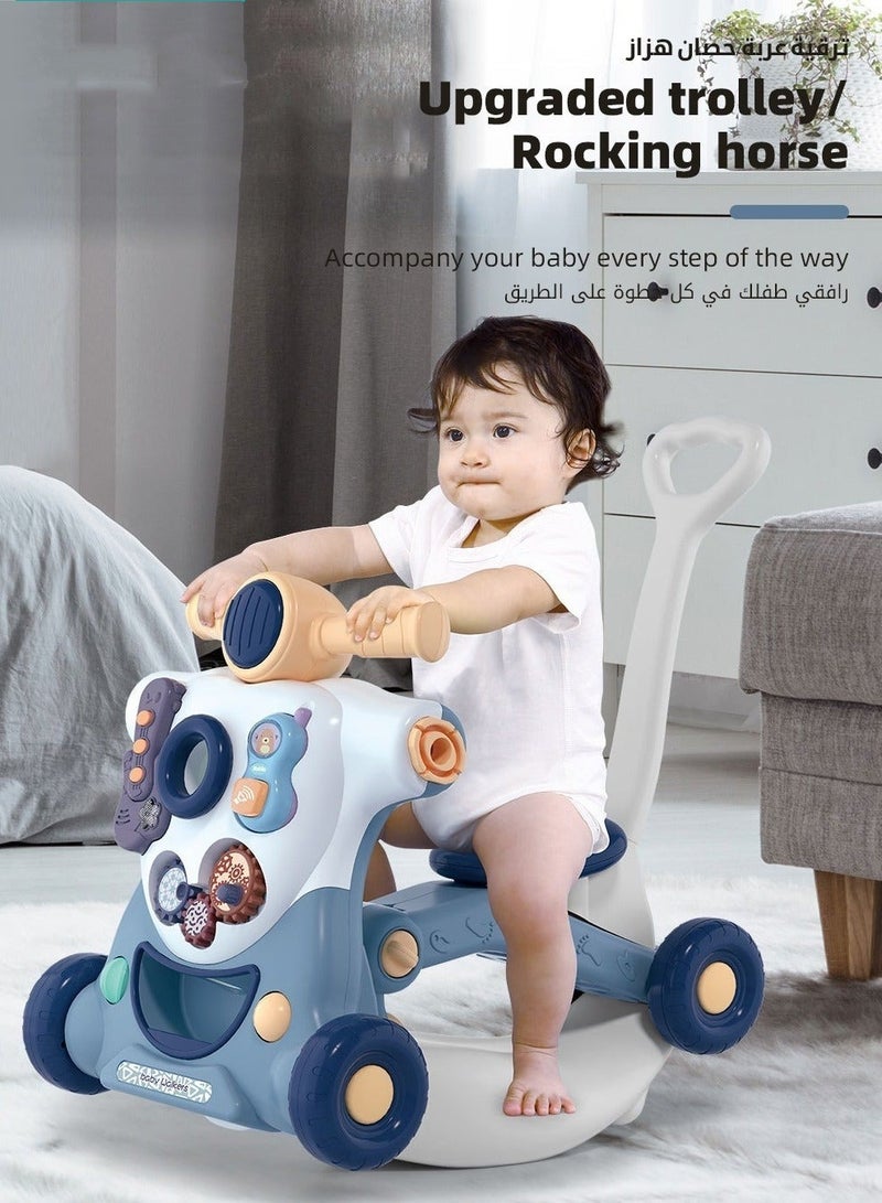 6 in 1 Babies Learning Walker, Sit to Stand Baby Walkers, Multiple Toddler Activity Center, Adjustable Push Stroller, Toy Gift for Babies Boys Girls Toddlers