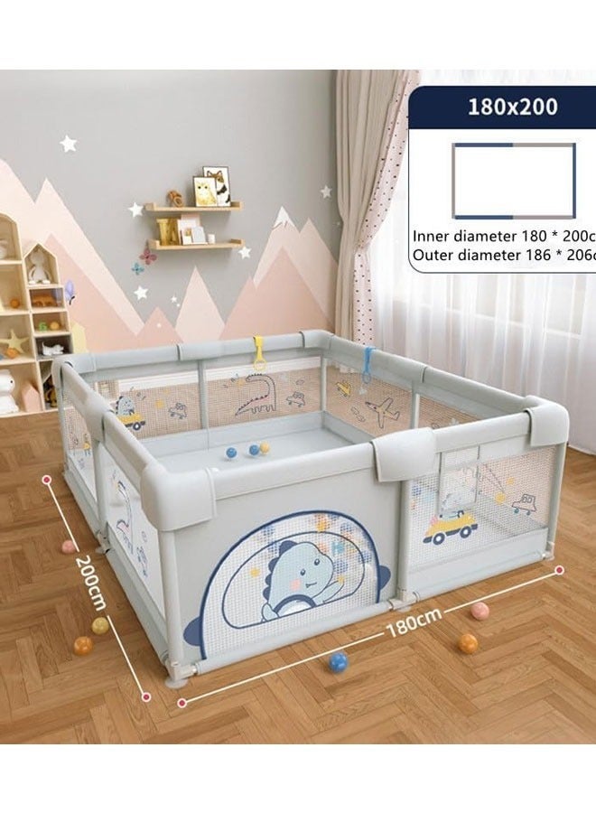 Indoor And Outdoor Baby Game Fence Large Baby Game Fence Sturdy Breathable Baby Safety Protective Bar With Anti -slip Base Children's Activity Center Children's Toys（180*200）