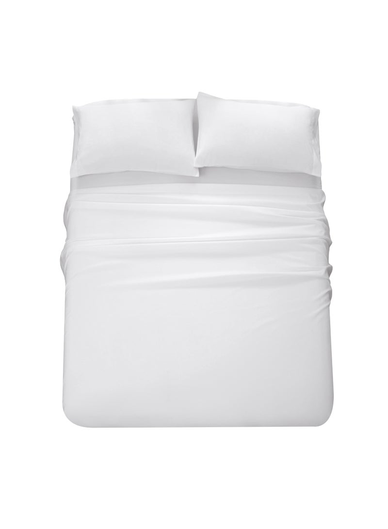 Panax Bedding Double Bed Sheets Set - 4 Piece Bedding - Brushed Microfiber - Shrinkage and Fade Resistant - Easy Care (White, Double)