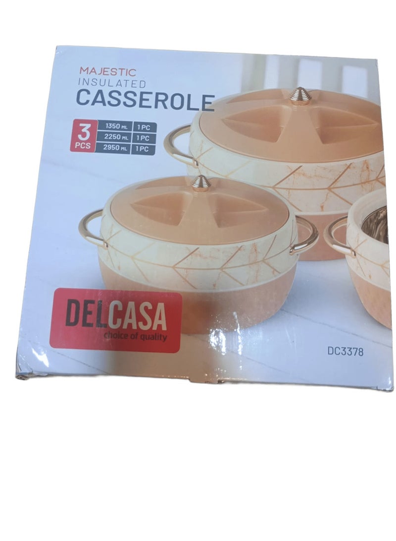 3Pc Casserole Set SS Inner 1.3+2.25+2.95L Twist Lock