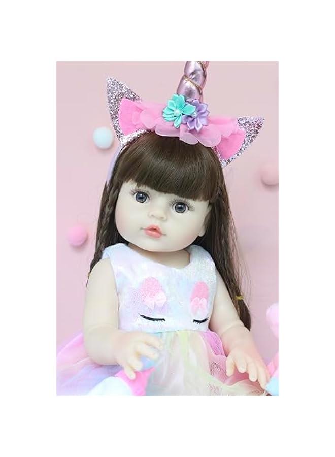 Reborn Baby Doll, 53cm Realistic Newborn Baby Dolls - Lifelike Soft Silicone Doll Girls with Plush Toy & Doll Clothes & Accessories for Age 3+ (Pink Unicorn)