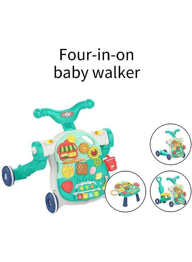 in 1 Baby Walker , Baby Push Walkers, Assemble as Scooter/Motorbike/Activity Center/Detachable Panel, Walking Toys Learning Walker for Infants Toddler (Pink)