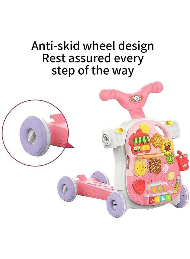 in 1 Baby Walker , Baby Push Walkers, Assemble as Scooter/Motorbike/Activity Center/Detachable Panel, Walking Toys Learning Walker for Infants Toddler (Green)