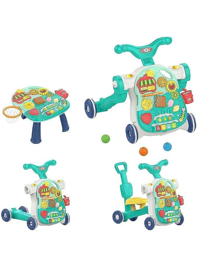 in 1 Baby Walker , Baby Push Walkers, Assemble as Scooter/Motorbike/Activity Center/Detachable Panel, Walking Toys Learning Walker for Infants Toddler (Green)