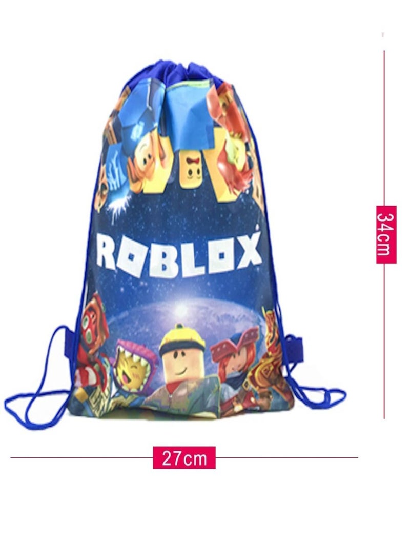 Drawstring Bag for Boys/Girls Travel Storage Package Cartoon School Backpack Children Kids Birthday Party Favors Bags (Roblox 12 pcs)