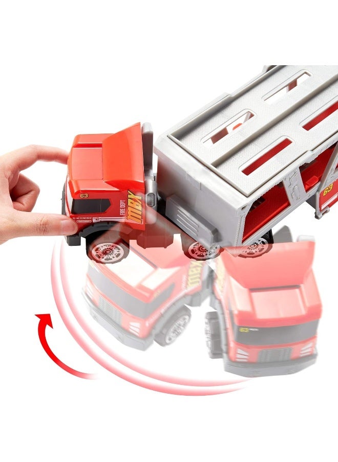 Matchbox Fire Rescue Hauler Playset with 1 Fire-Themed Vehicle & 8 Accessories