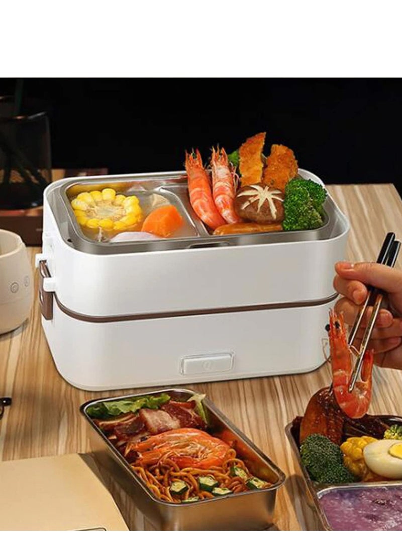 Electric Lunch-Bento Box Container -304 Stainless Steel with Removable Compartments Heater For Adult Kids Lunch Warmer in Office/Home/Travel Rice Cooker