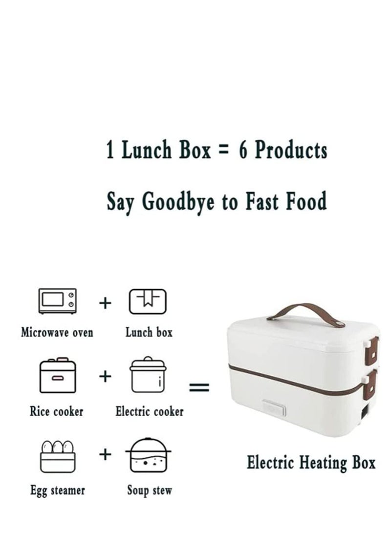 Electric Lunch-Bento Box Container -304 Stainless Steel with Removable Compartments Heater For Adult Kids Lunch Warmer in Office/Home/Travel Rice Cooker