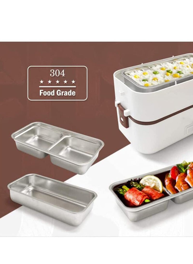 Electric Lunch-Bento Box Container -304 Stainless Steel with Removable Compartments Heater For Adult Kids Lunch Warmer in Office/Home/Travel Rice Cooker