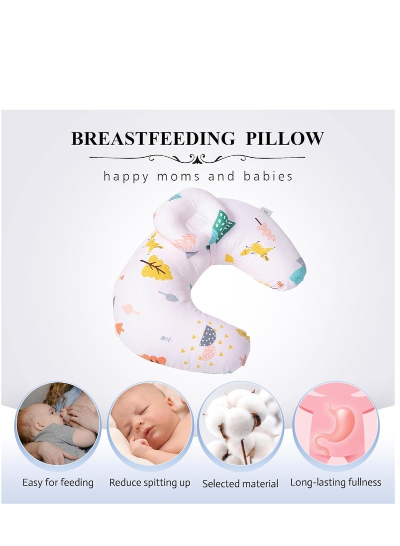 Pillow, Pregnancy Pillow with 100% Cotton Pillowcase, U-shape Baby Feeding Pillow for Lactating Mothers Breastfeeding(Pink/Green)