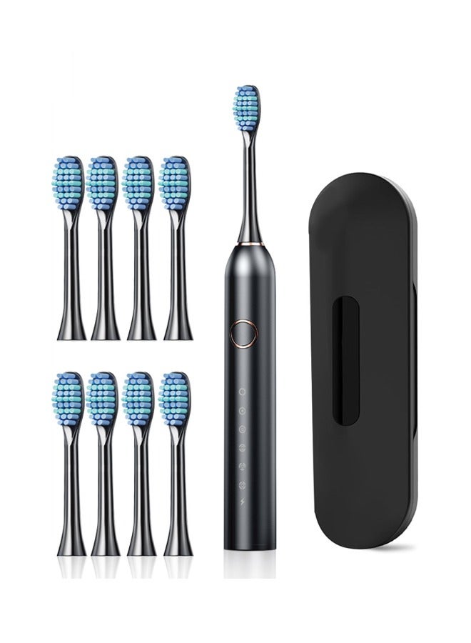 Electric Toothbrush, Sonic Toothbrush with Storage Box and 8 Brush Heads Ultra Sonic Motor 6 Modes, Rechargeable, IPX7 Waterproof, Electric Toothbrush for Adults and Teenagers