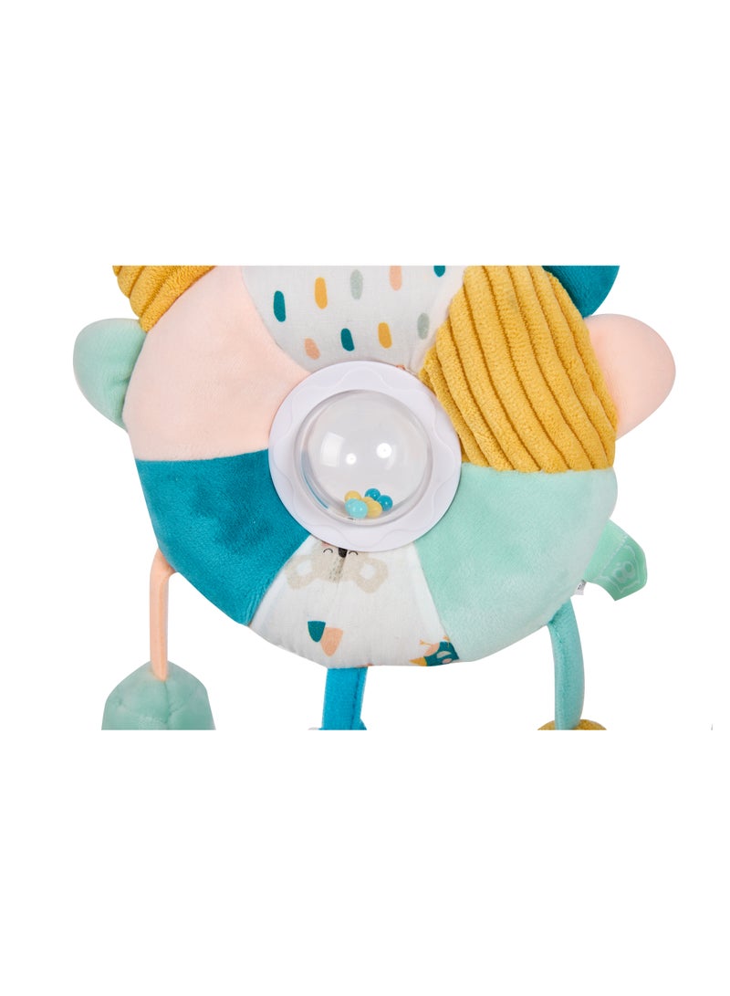 Eurekakids Cucu Big Sensory Hanging Toy w/ Rattle and Teether | For Strollers, Cribs, Playpen | For auditory stimulation, hand-eye coordination and sensory development | For 0M+