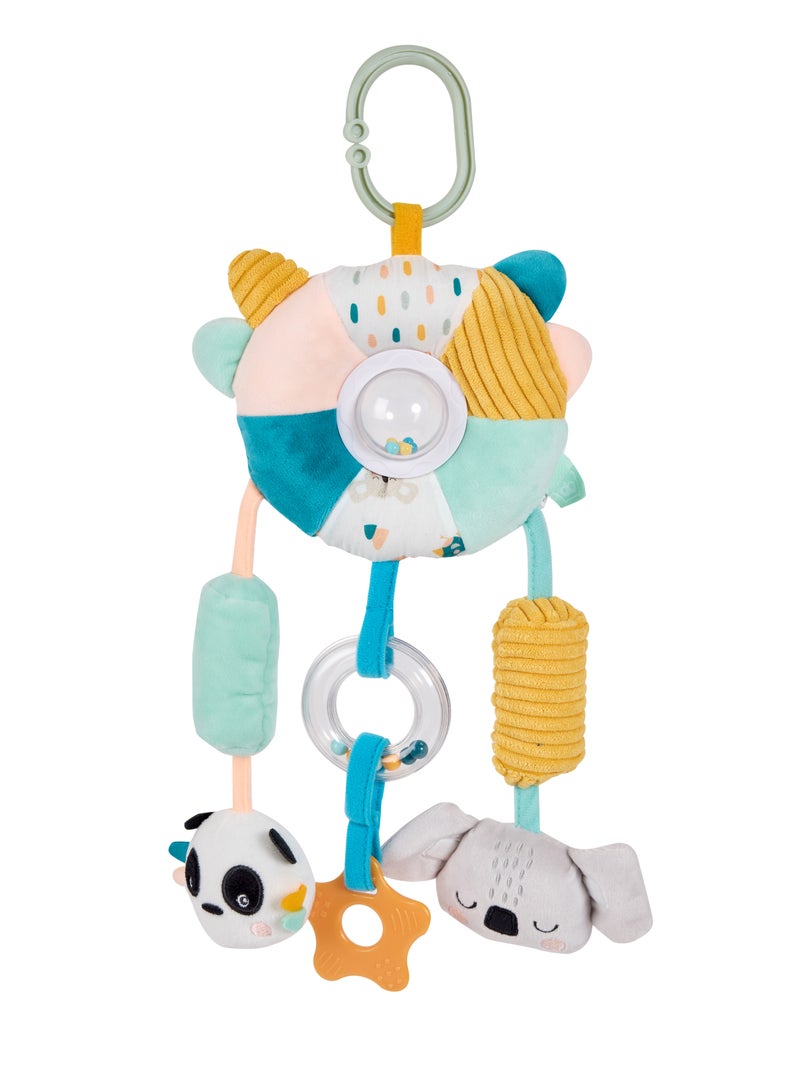 Eurekakids Cucu Big Sensory Hanging Toy w/ Rattle and Teether | For Strollers, Cribs, Playpen | For auditory stimulation, hand-eye coordination and sensory development | For 0M+