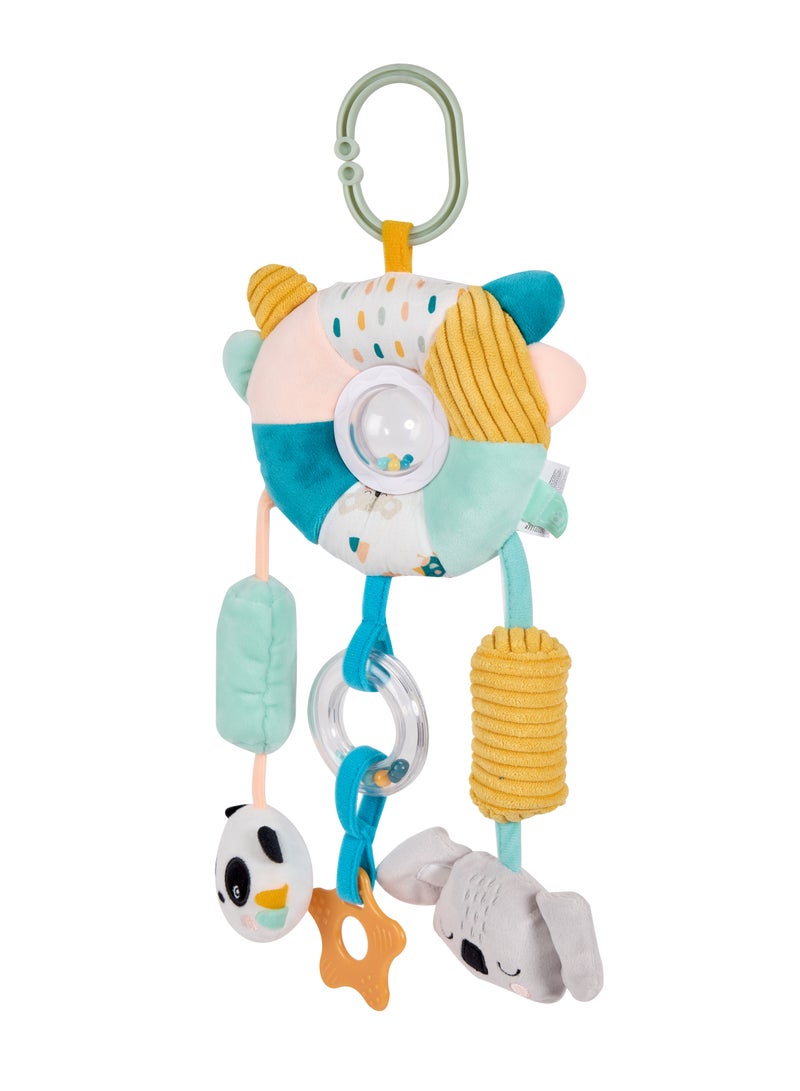 Eurekakids Cucu Big Sensory Hanging Toy w/ Rattle and Teether | For Strollers, Cribs, Playpen | For auditory stimulation, hand-eye coordination and sensory development | For 0M+