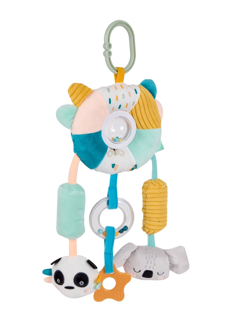 Eurekakids Cucu Big Sensory Hanging Toy w/ Rattle and Teether | For Strollers, Cribs, Playpen | For auditory stimulation, hand-eye coordination and sensory development | For 0M+
