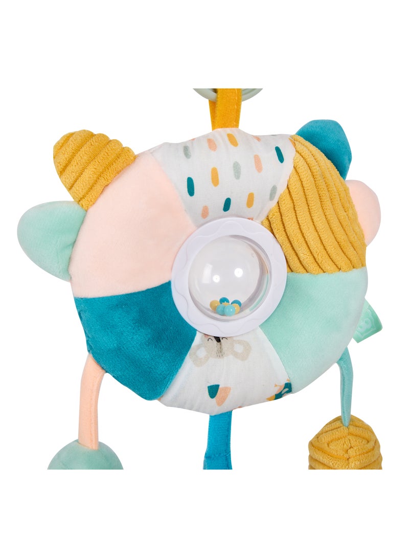 Eurekakids Cucu Big Sensory Hanging Toy w/ Rattle and Teether | For Strollers, Cribs, Playpen | For auditory stimulation, hand-eye coordination and sensory development | For 0M+