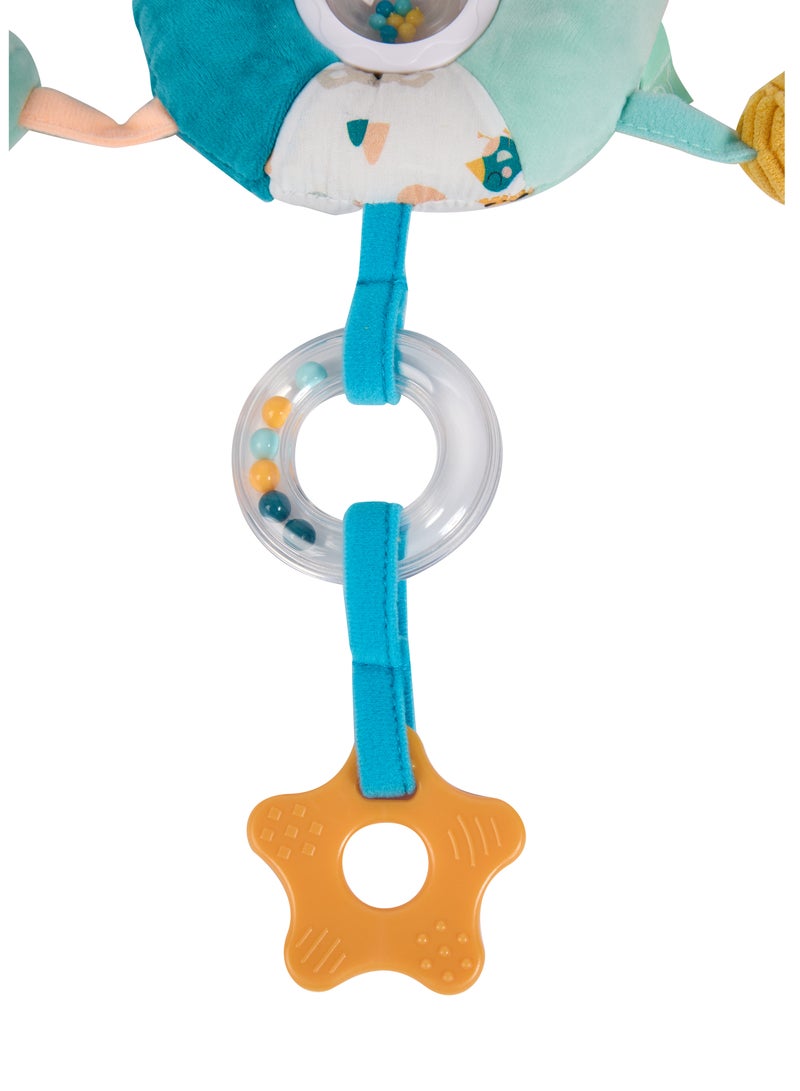Eurekakids Cucu Big Sensory Hanging Toy w/ Rattle and Teether | For Strollers, Cribs, Playpen | For auditory stimulation, hand-eye coordination and sensory development | For 0M+