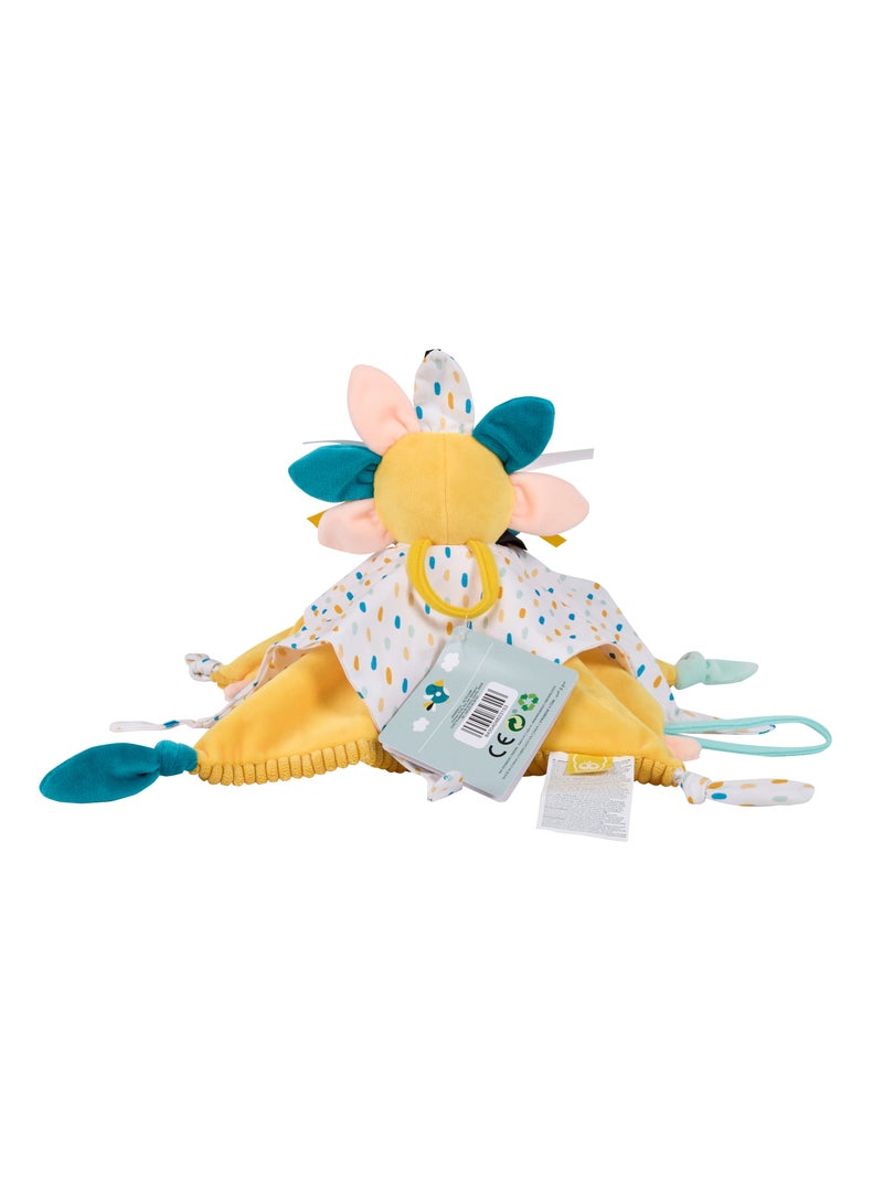 Eurekakids Cucu Doudou Baby Comforter Cuddle Cloth | Baby's Security Blanket | Sensory Develompent, Touch Development and Visual Stimulation | With Pacifier Clip | Lion | For 0M