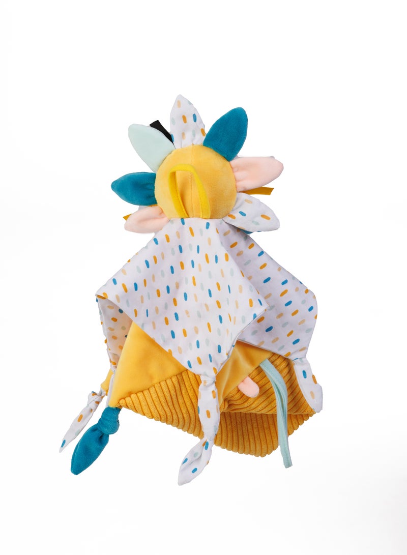 Eurekakids Cucu Doudou Baby Comforter Cuddle Cloth | Baby's Security Blanket | Sensory Develompent, Touch Development and Visual Stimulation | With Pacifier Clip | Lion | For 0M