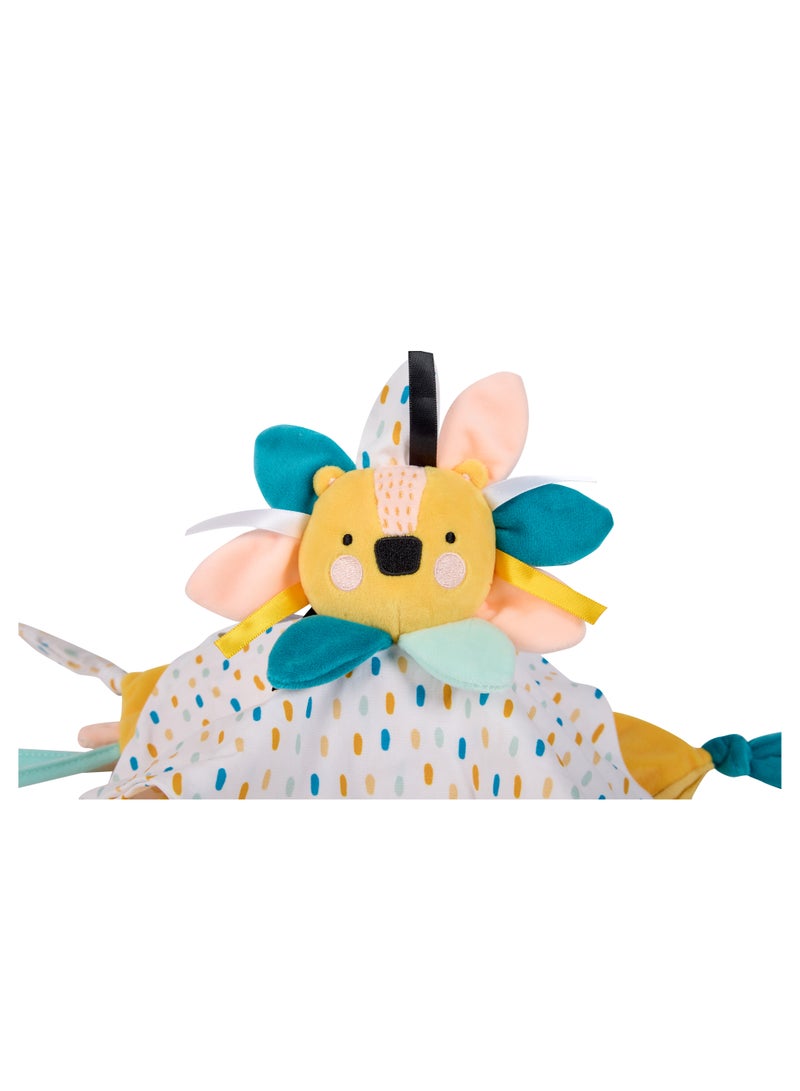 Eurekakids Cucu Doudou Baby Comforter Cuddle Cloth | Baby's Security Blanket | Sensory Develompent, Touch Development and Visual Stimulation | With Pacifier Clip | Lion | For 0M