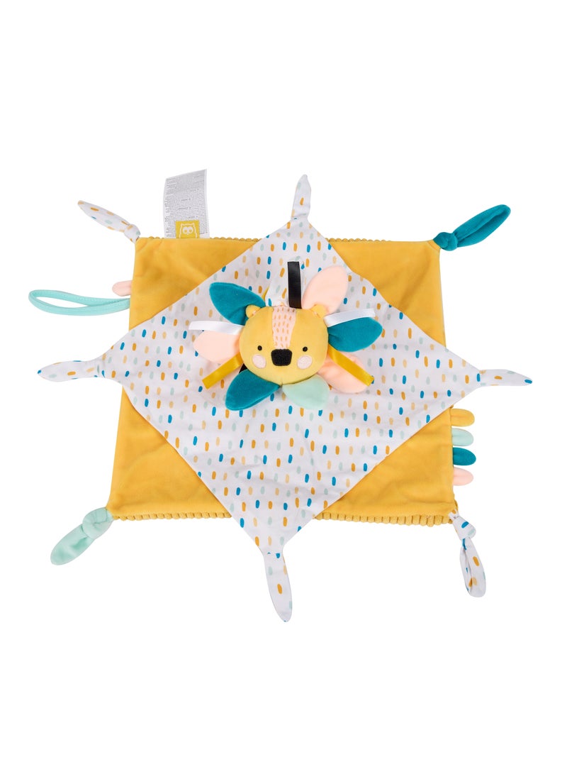 Eurekakids Cucu Doudou Baby Comforter Cuddle Cloth | Baby's Security Blanket | Sensory Develompent, Touch Development and Visual Stimulation | With Pacifier Clip | Lion | For 0M