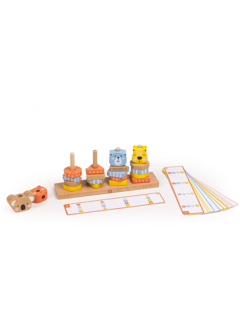 Eurekakids Geo Animals Wooden Stacking Toy with Activity Cards| Educational Montessori Toy for Toddler and Kids | Color and Shape Recognition | For 12M+