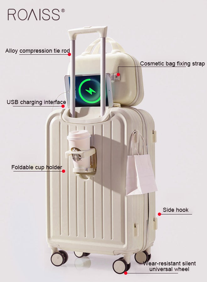 Universal Wheels Suitcase Combination Unisex Large Capacity Durable Hardshell Trolley for Women and Men Travel Luggage Password Box with Little Handbox in Vitality Colors