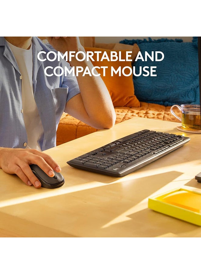 MK295 Silent Wireless Mouse & Keyboard Combo with SilentTouch Technology, Full Numpad, Advanced Optical Tracking, Lag-Free Wireless, 90% Less Noise, EN Keyboard - Graphite