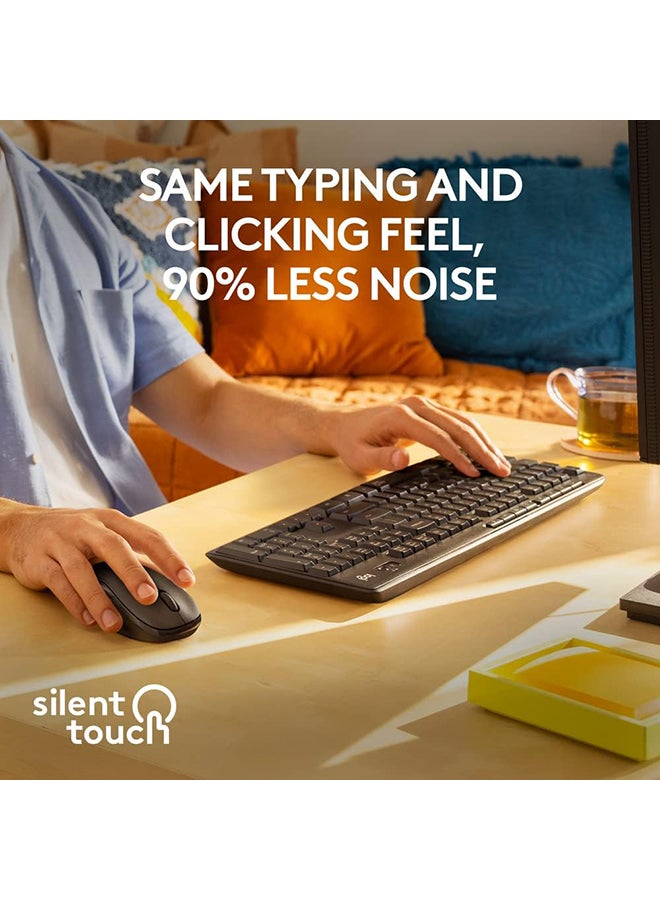 MK295 Silent Wireless Mouse & Keyboard Combo with SilentTouch Technology, Full Numpad, Advanced Optical Tracking, Lag-Free Wireless, 90% Less Noise, EN Keyboard - Graphite