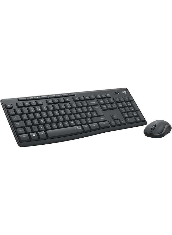MK295 Silent Wireless Mouse & Keyboard Combo with SilentTouch Technology, Full Numpad, Advanced Optical Tracking, Lag-Free Wireless, 90% Less Noise, EN Keyboard - Graphite