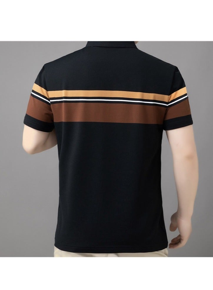 Men's Polo Shirt Short Sleeve T-shirt Striped Half Sleeve Slimming Business Casual T-shirt