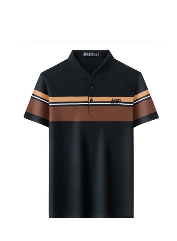 Men's Polo Shirt Short Sleeve T-shirt Striped Half Sleeve Slimming Business Casual T-shirt