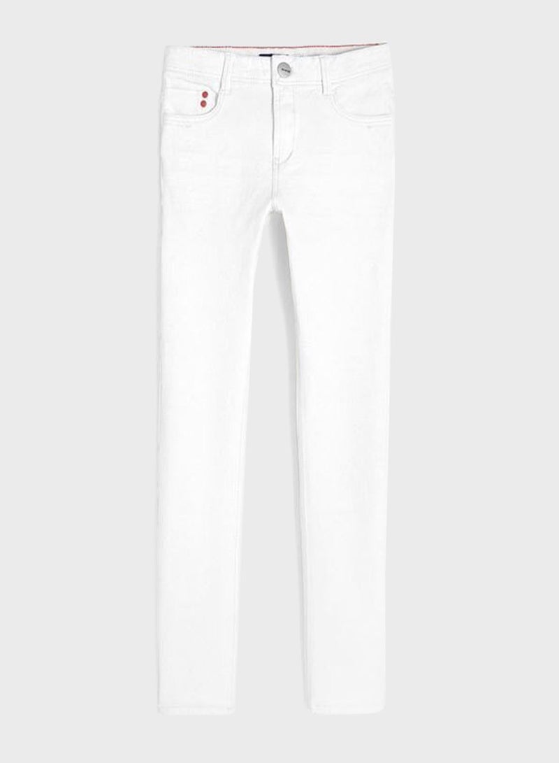 Okaidi Slim Fit Pants In Bi-Stretch Canvas