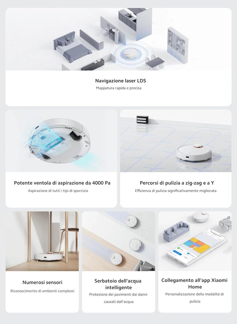 Laser Navigation System Robot Vacuum Cleaner High LDS Sensor With 360 Degree Blower Detection Range With Strong Pascal Suction Fan With Large Capacity 3200mAh White Battery 40000 mW S10 White