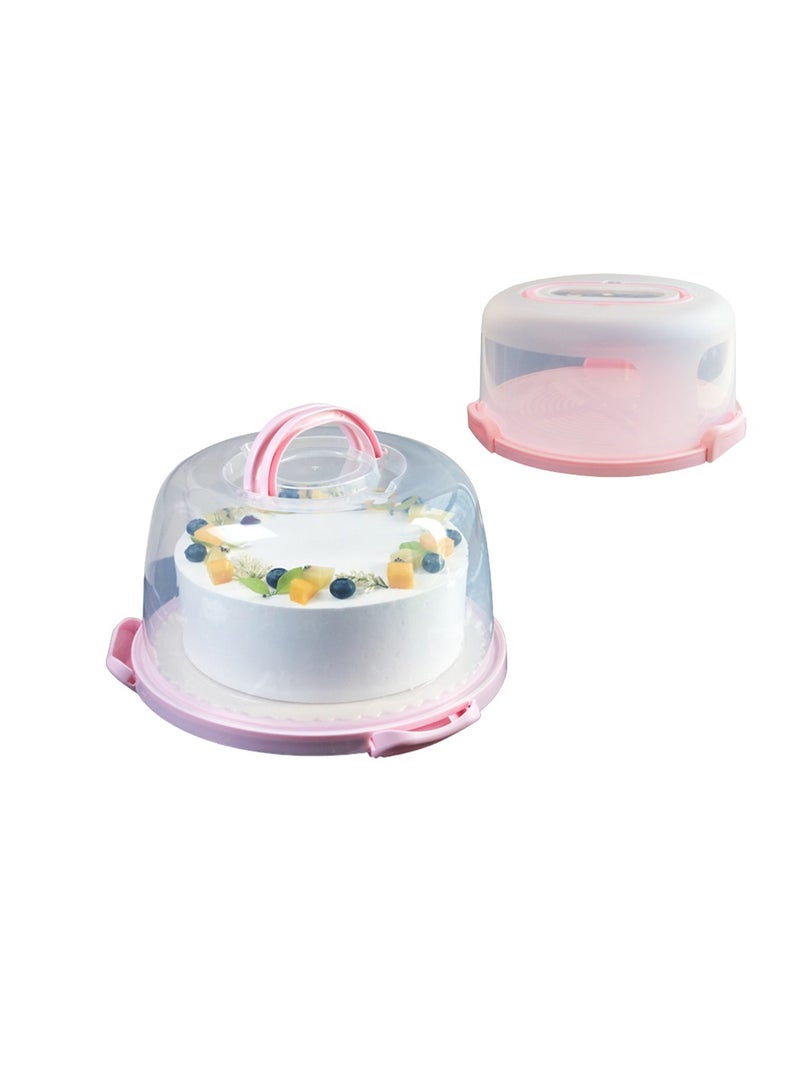 Portable Cake Transport Carrier with Secure Lid and Handle Perfect for 10 Inch Cakes and Cupcakes Ideal for Parties and Events Pink