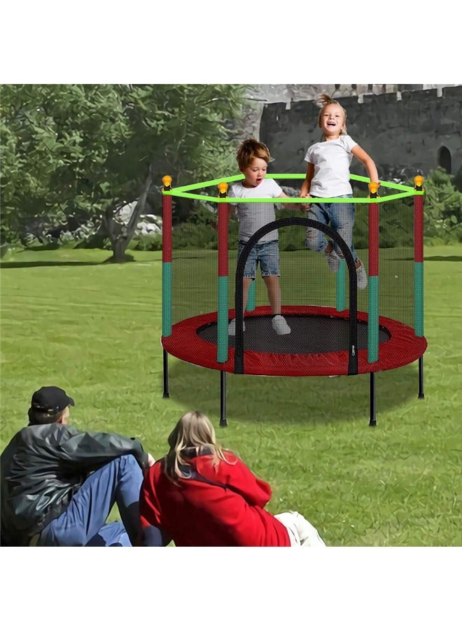 Kids Trampoline with Safety Enclosure Net - 5FT Trampoline for Toddlers Indoor and Outdoor - Parent-Child Interactive Game Fitness Trampoline Toys For Gift