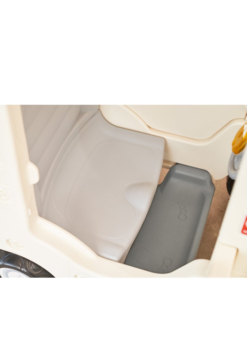 YaYa Ride-on Bus Roof Car Y032 for Kids, Push Car w/ Light, Music, Rotating Wheels, Drive & Sliding Footrest 1-3 Yrs - White