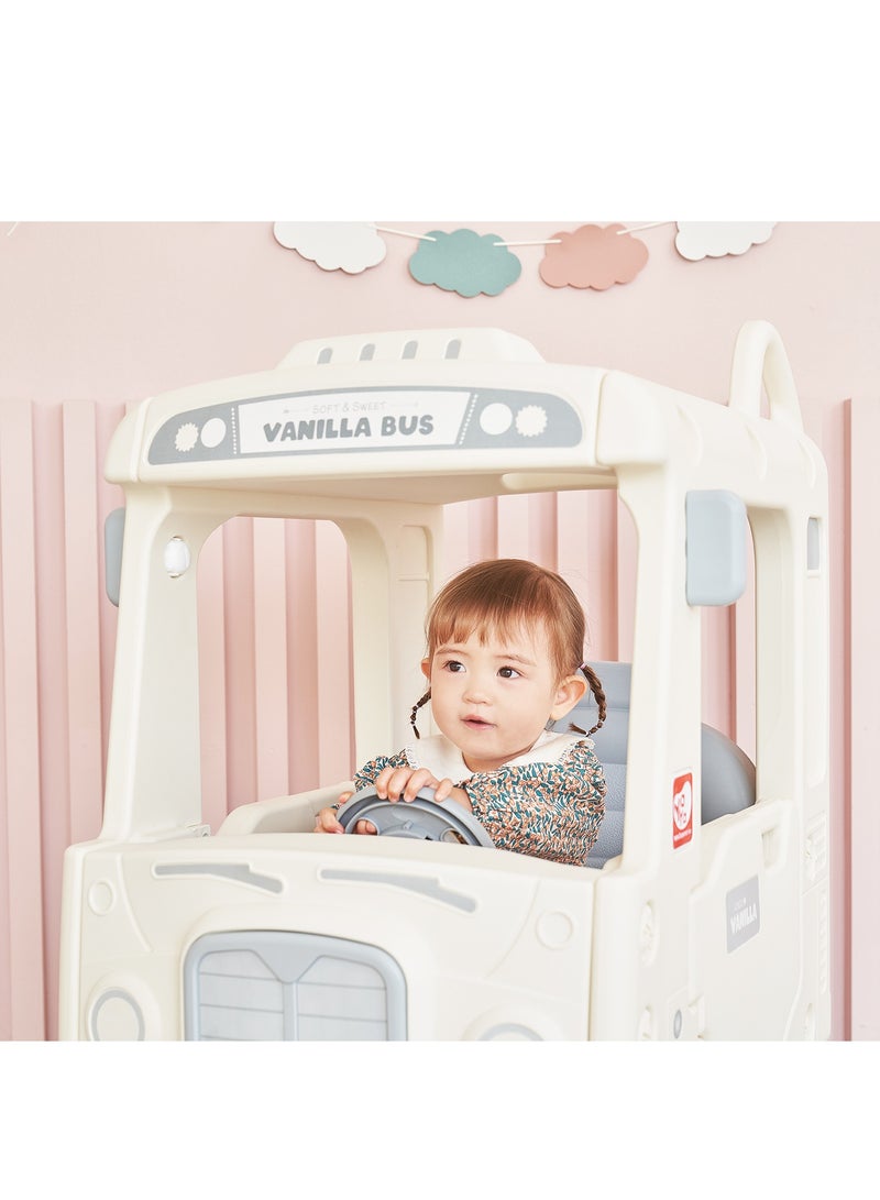 YaYa Ride-on Bus Roof Car Y032 for Kids, Push Car w/ Light, Music, Rotating Wheels, Drive & Sliding Footrest 1-3 Yrs - White