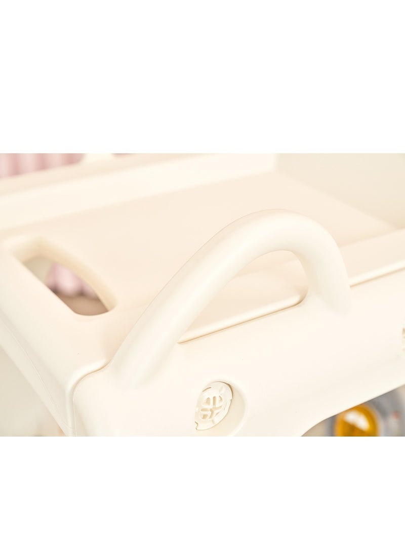 YaYa Ride-on Bus Roof Car Y032 for Kids, Push Car w/ Light, Music, Rotating Wheels, Drive & Sliding Footrest 1-3 Yrs - White